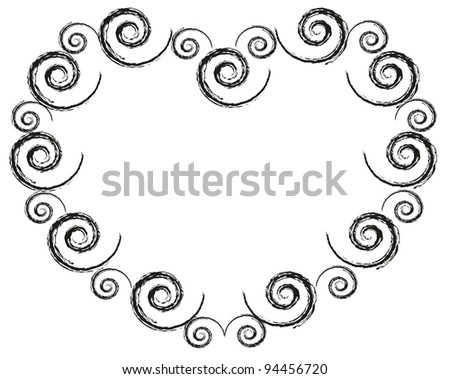 Abstract heart frame by spiral pattern.