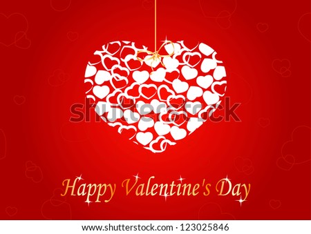 greeting card with hearts on a red background Valentine's Day