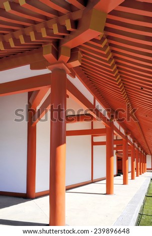 Ccorridor inside the Imperial Palace courtyard in Kyoto, Japan
