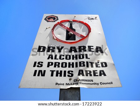 Sign indicating a dry area in Australia. That means that it is prohibited to drink alcohol in that area.