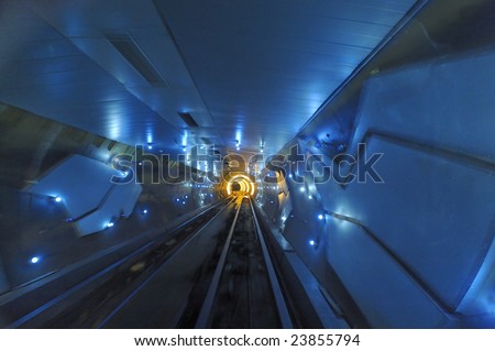 Bund Tourist Tunnel Shanghai is a sightseeing tunnel under the Huangpu river. The tunnel stretches over an area of 646.7 meter, it is the first cross-river artificial sightseeing tunnel of China.