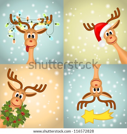 Four funny christmas reindeer - bitmap copy