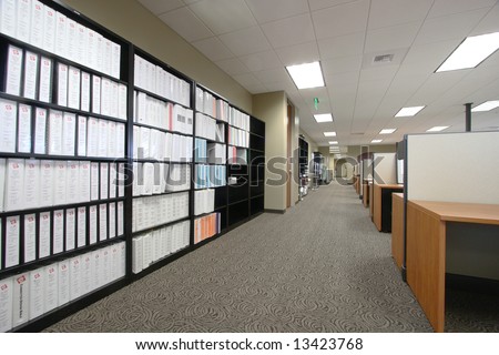 The work floor in a large corporate office of an architecture firm