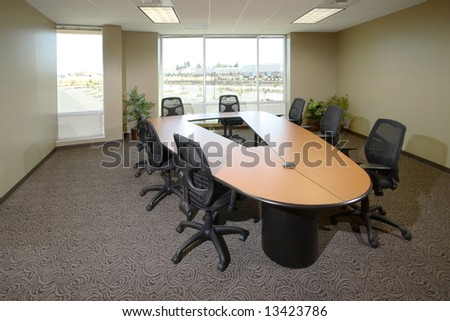 A modern board room in a new office