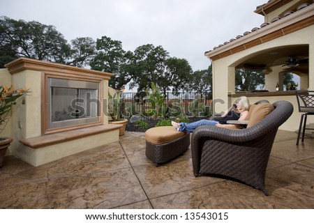 A lounge area in a new luxury backyard