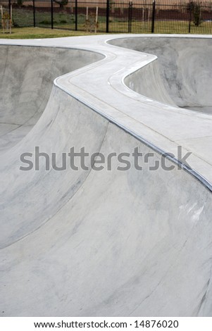 Ramp transitions at a concrete skatepark