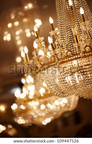 Beautiful Crystal Chandelier In A Room
