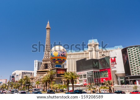 LAS VEGAS, NV - JULY 02, 2011: Paris Las Vegas hotel and casino on July 2, 2011 in Las Vegas, Nevada, USA. The hotel\'s theme is city of Paris in France.