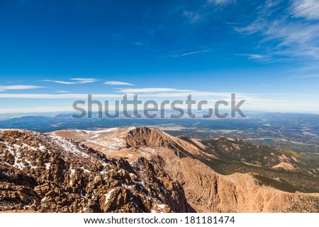 View from Pike Peak summit, Colorado Springs, CO.