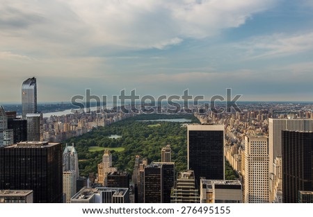 Aerial view of Central park in  New york city