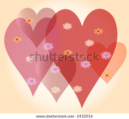 Flowers And Love Hearts. stock photo : Beautiful love