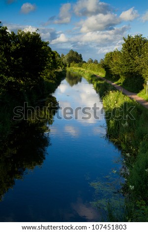 Canal in England.  The Bridgwater and Taunton canal in Somerset, England.