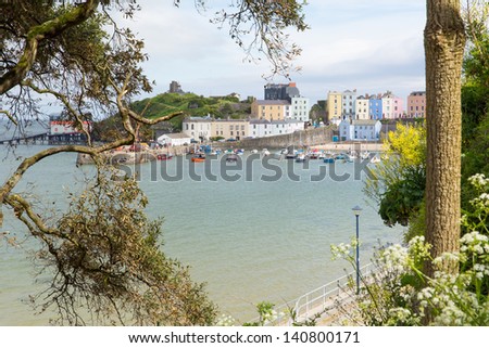 Tenby Pembrokeshire Wales.  Medieval walled fishing town on west side of Carmarthen Bay with great beaches and history. In Welsh known as Dinbych-y-pysgod.