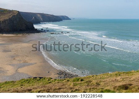 Porthtowan beach and coast near St Agnes Cornwall England UK a popular tourist destination on the North Cornish heritage coast