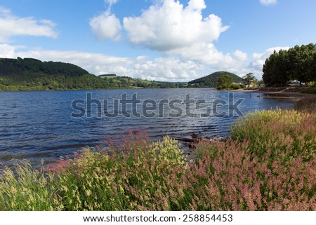 English Lake District Ullswater Cumbria England UK with blue sky on a summer day