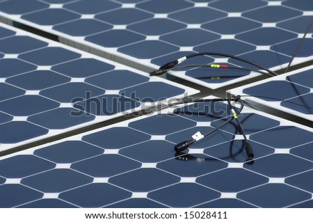 a solar panel installation with cables showing