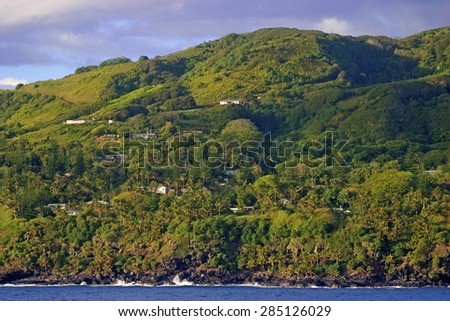 Early morning in Adamstown on Pitcairn Island, South Pacific.