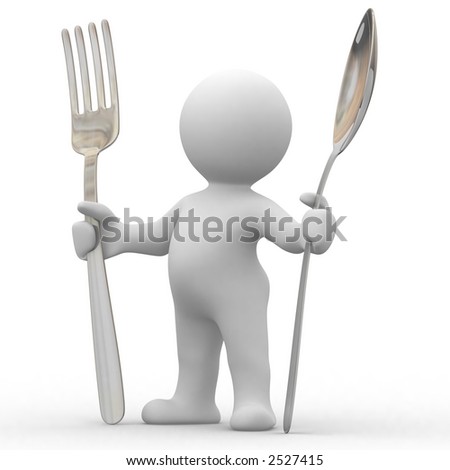  الجوع يقوّي الذاكرة Stock-photo--d-cute-people-very-hungry-with-big-spoon-and-fork-2527415