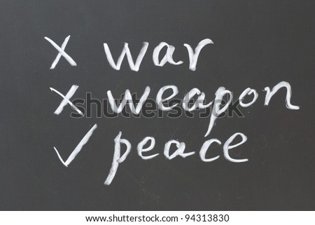 war and peace check boxes written on a blackboard
