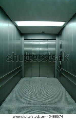 steel shiny elevator, used for heavy loads,