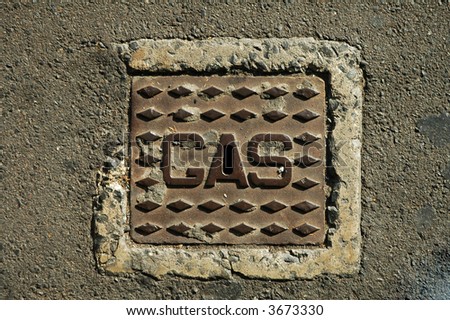 steel gas connection shelter in pavement, detail photo