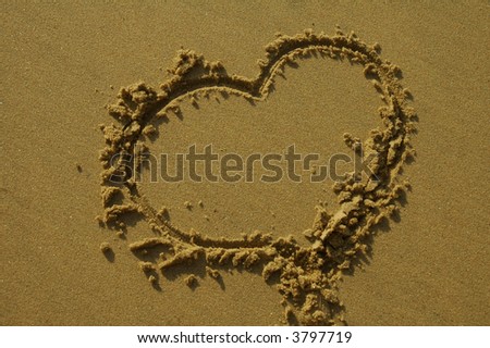stock photo : love heart on sand