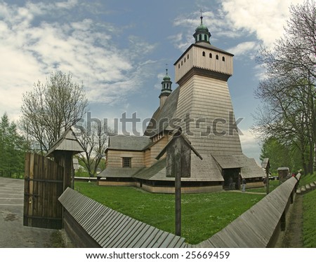 Church of the Blessed Virgin Mary and Archangel Michael in Haczow - largest wooden Gothic church in Europe and the oldest wooden church in Poland. UNESCO World Heritage