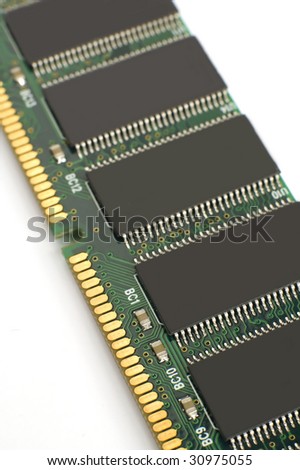 RAM memory detail photo on white background