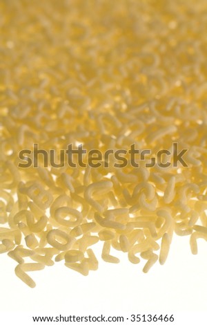 food letters on white background, vertical photo