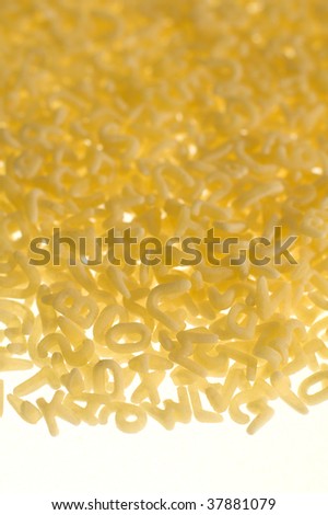 food background made of pastries letters, shallow depth of view