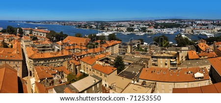 panorama photo of old town of Zadar, Croatian city in region Dalmatia.