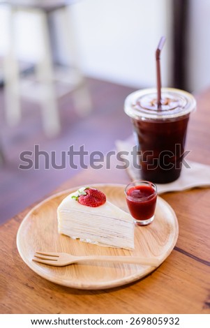 Crepes Strawberry Cake Shop, eat with your coffee to taste delicious.