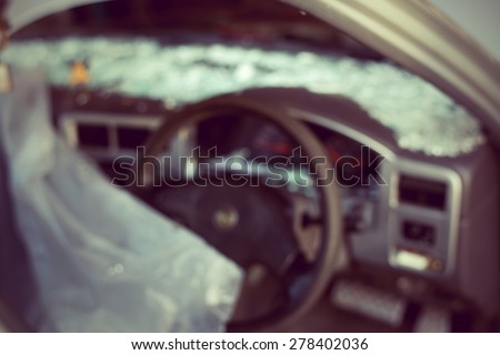 blur It is clear glass repair or auto accident on the road.