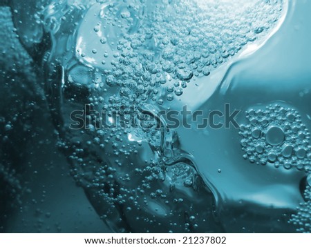 Blue liquid with bubbles