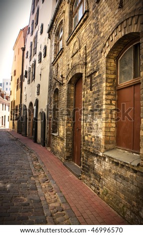 Empty Street In The Old Center, Riga, Latvia