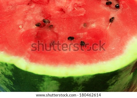 A fresh sugar red watermelon close up