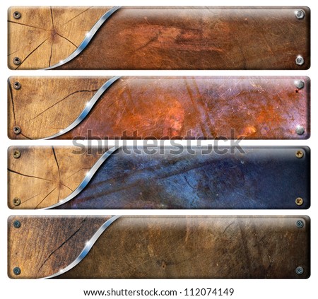 Four Horizontal Grunge Headers Set of grunge banners with clipping path