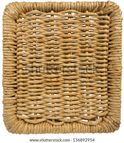Background with Texture of Woven Wicker / Square background with woven wicker on a white background