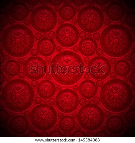 Red Velvet Background With Classic Ornament / Closeup Detail Of ...