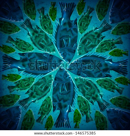 Stylized Fish Background / Blue and green seamless background with stylized fishes