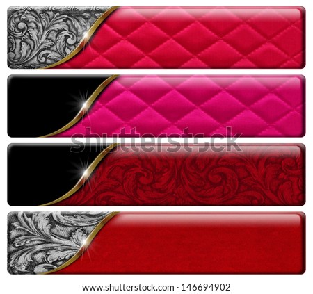 Four Luxury Headers with clipping path / Set of four luxury banners or headers with floral texture and clipping path