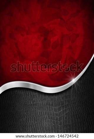 Red Black and Metal Luxury Background / Red texture with ornate floral seamless with metal wave and black background
