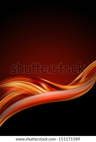 Orange Red and Black Luxury Background / Orange and red blurry waves on a black background