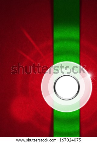 Red and green velvet background with white translucent circle, lights and shadows
