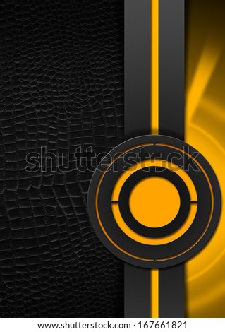 Black and Orange Abstract Background / Black and orange business background with black leather, circles and vertical band