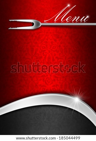 Menu Template - Red Metal and Black / Red velvet background with ornate floral seamless and gray metal wave, template for a elegant menu