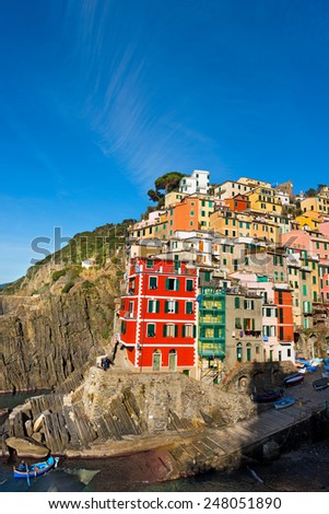 Riomaggiore Liguria Italy. Riomaggiore village, cinque terre national park in Liguria Italy. UNESCO world heritage site