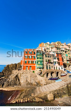 Riomaggiore Liguria Italy. Riomaggiore village, cinque terre national park in Liguria Italy. UNESCO world heritage site
