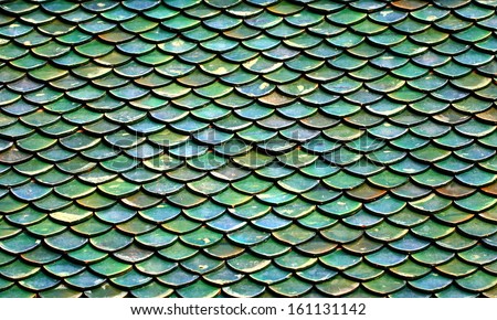 green roof tiles of Buddhist temple