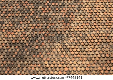 Old red brick roof tiles from north of thailand